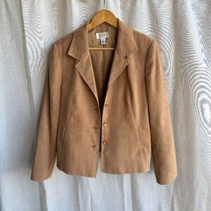 Camel Faux Suede Blazer Talbots Size 10 Tailored Jacket